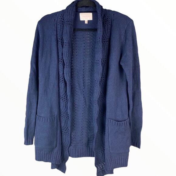 Skies Are Blue navy Waterfall Cardigan Sweater Medium - Picture 1 of 4
